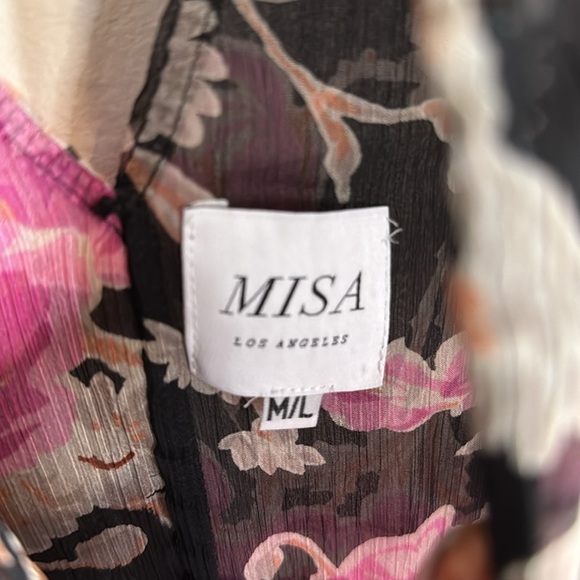 Misa Tie Back Floral Lace Maxi Dress Sheer Size M/L - Picture 3 of 7